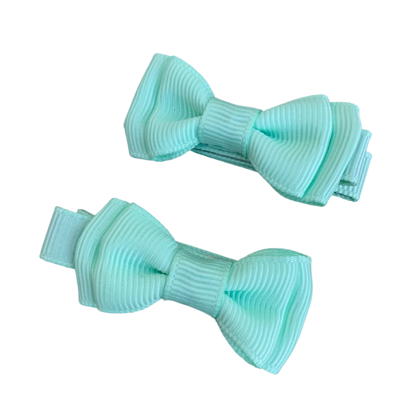 Pastel Green Mini Layered Bow Hair Clips - 2pk