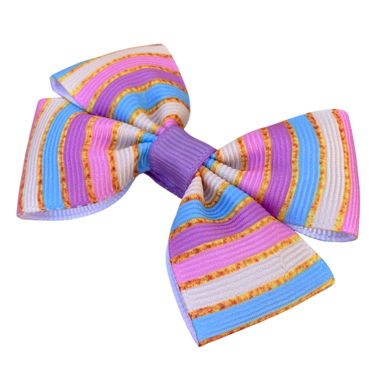 Pastel Stripe Print Double Bow Hair Clip