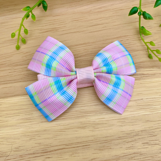 Pastel Stripes Double Bow Hair Clip
