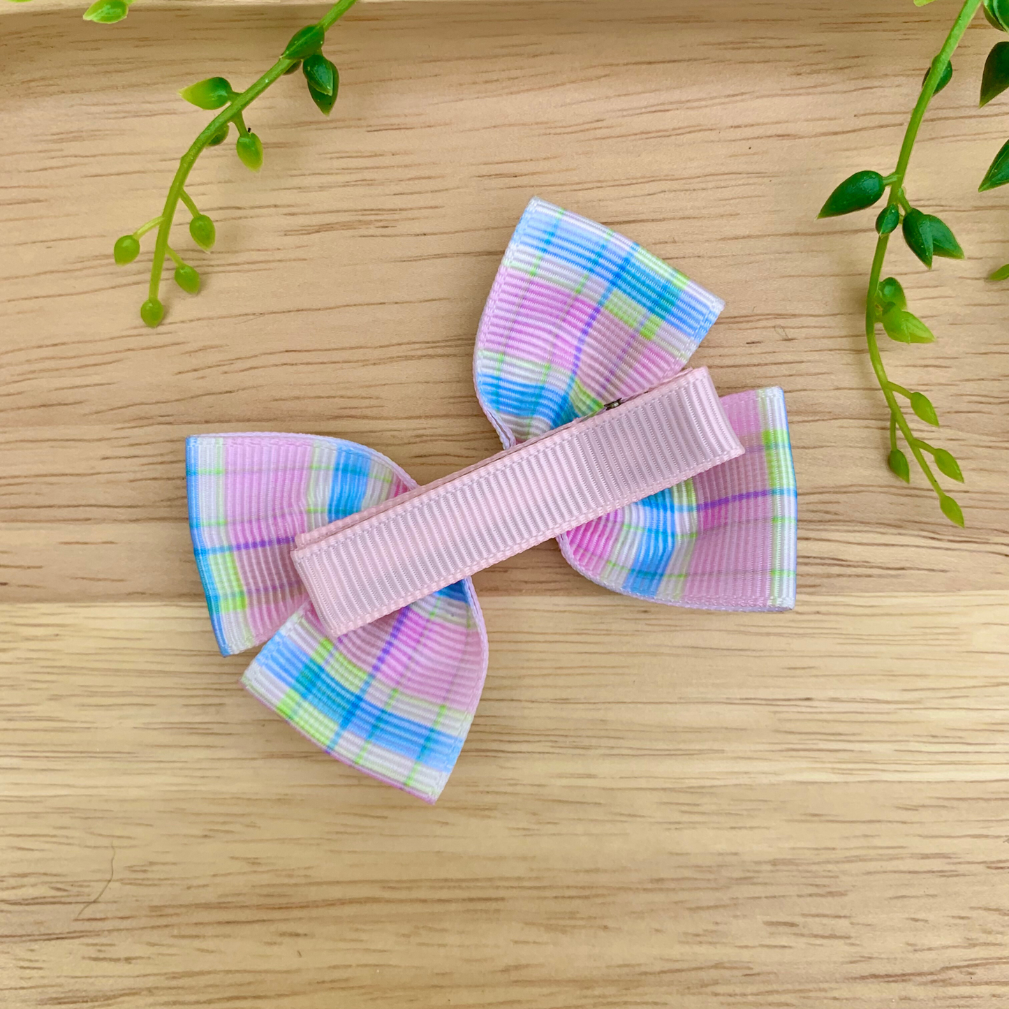 Pastel Stripes Double Bow Hair Clip