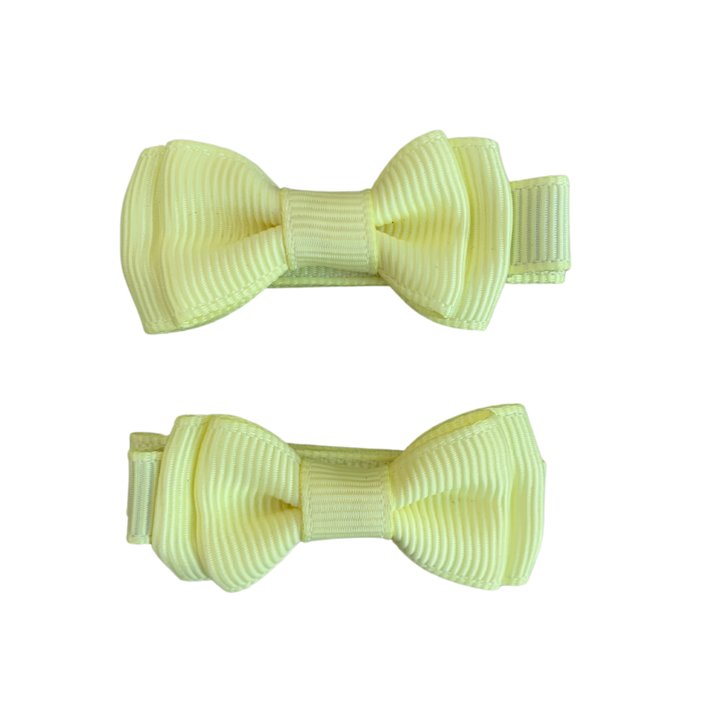 Pastel Yellow Mini Layered Bow Hair Clips - 2pk