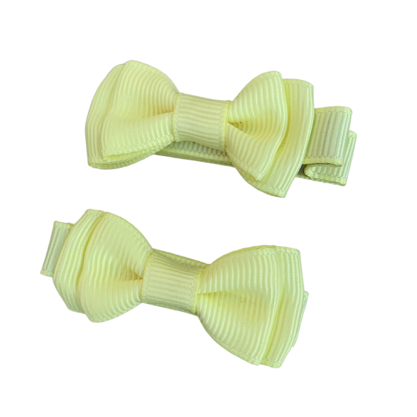 Pastel Yellow Mini Layered Bow Hair Clips - 2pk