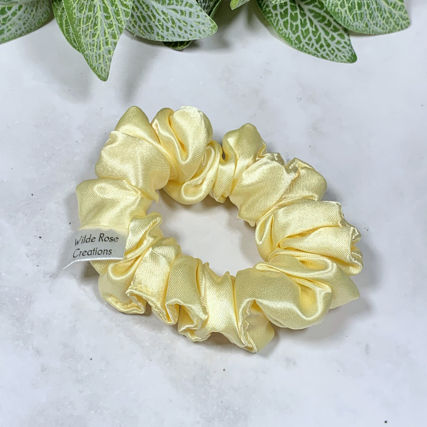 Pastel Yellow Satin Petite Scrunchie