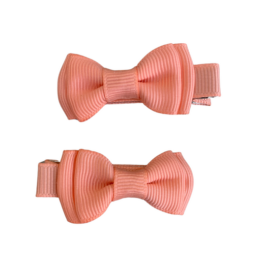 Peach Mini Layered Bow Hair Clips - 2pk