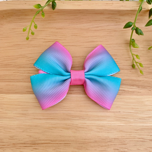 Pink & Blue Ombre Double Bow Hair Clip