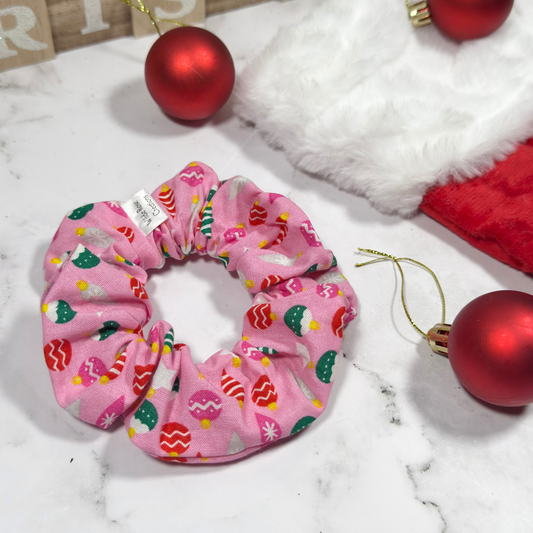 Pink Christmas Ornaments Regular Scrunchie