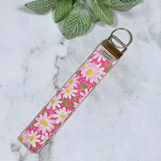 Pink Daisy Wristlet