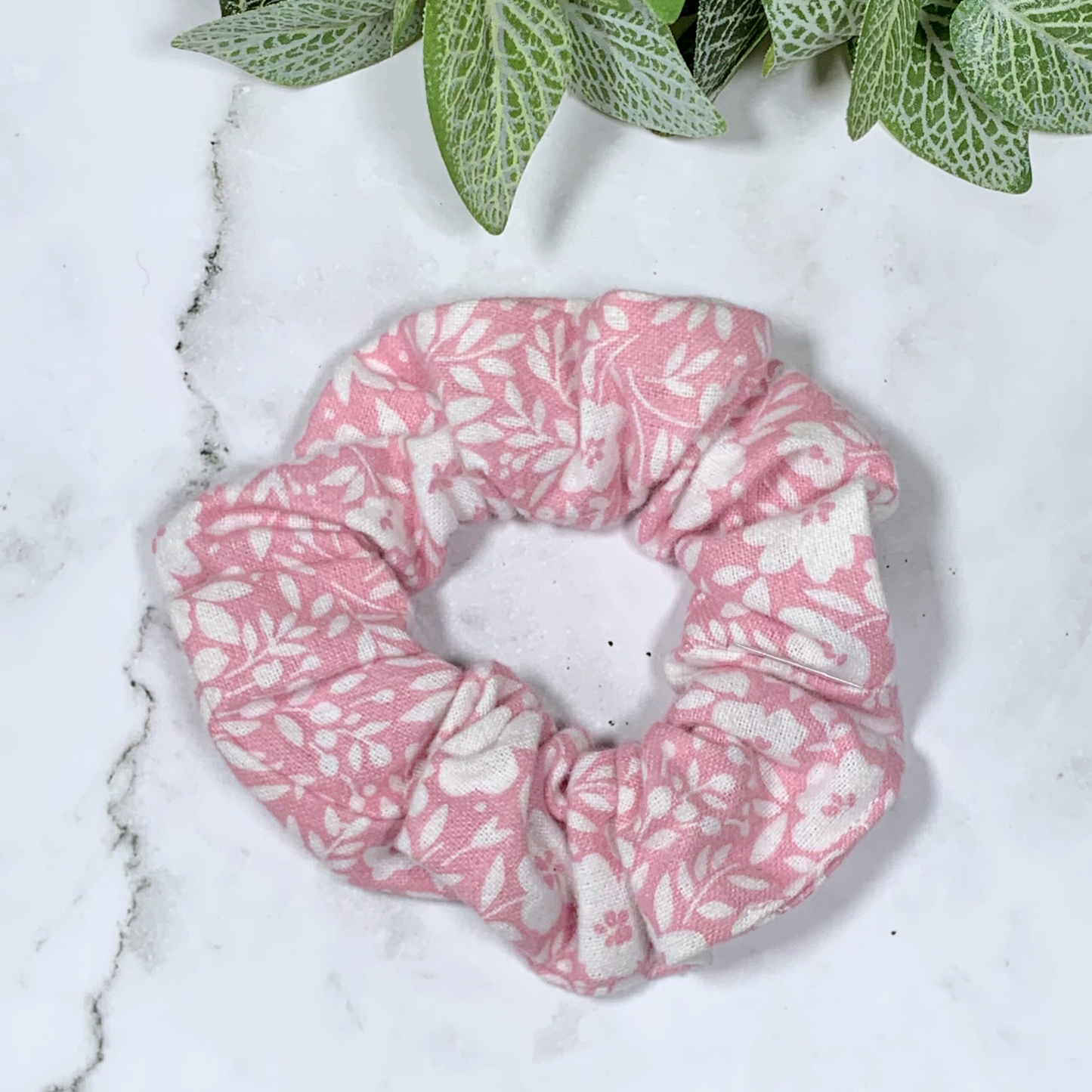 Pink Floral Flannel Regular Scrunchie