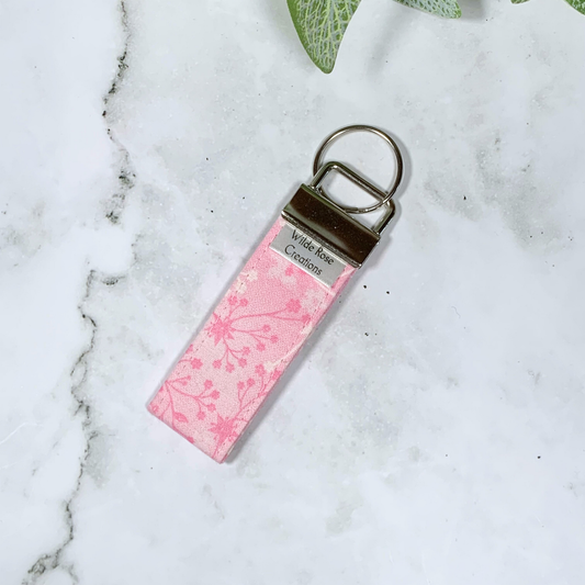 Pink Flutter Fabric Keyring