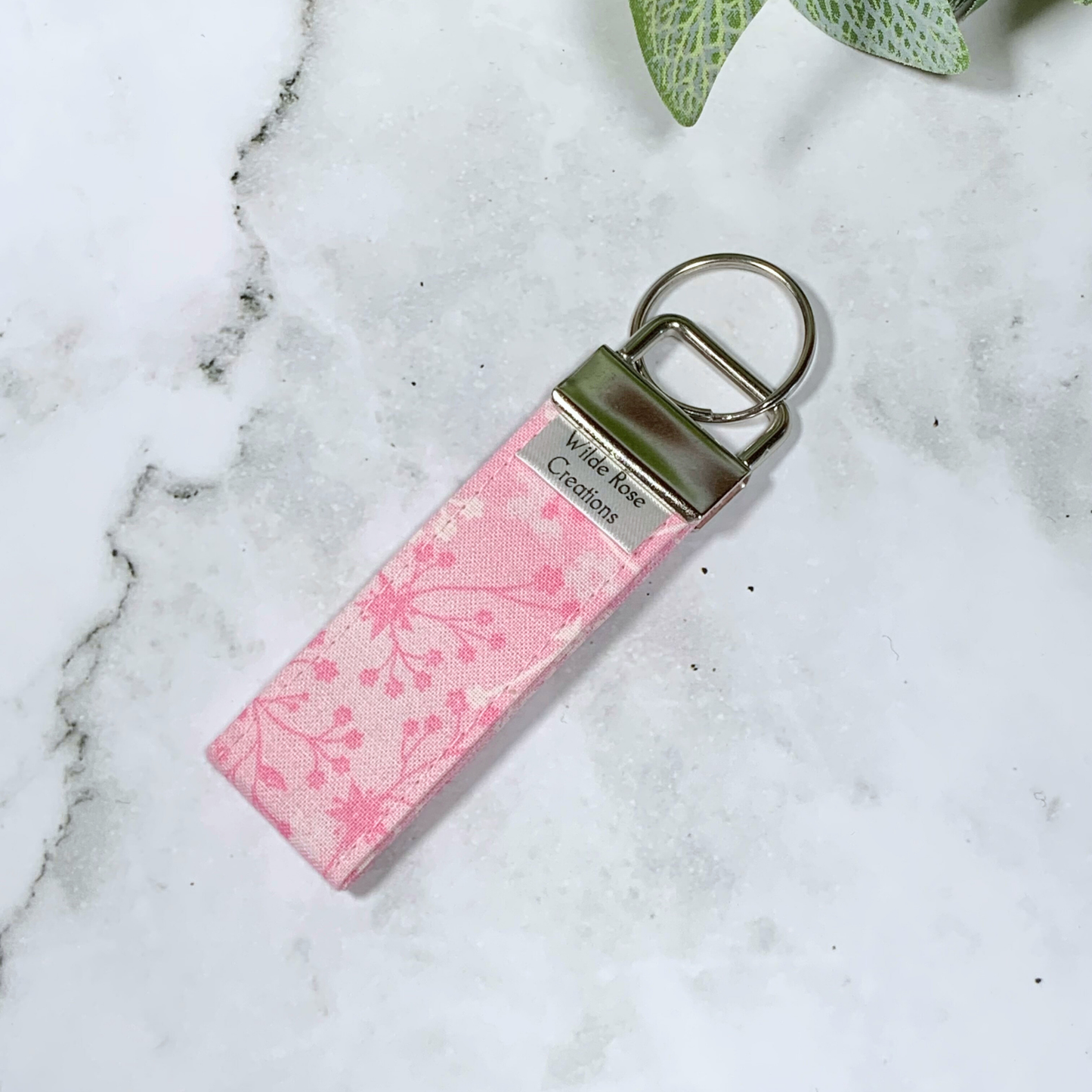 Pink Flutter Fabric Keyring