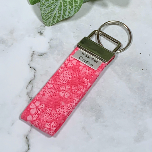 Dark Pink Flutter Fabric Keyring