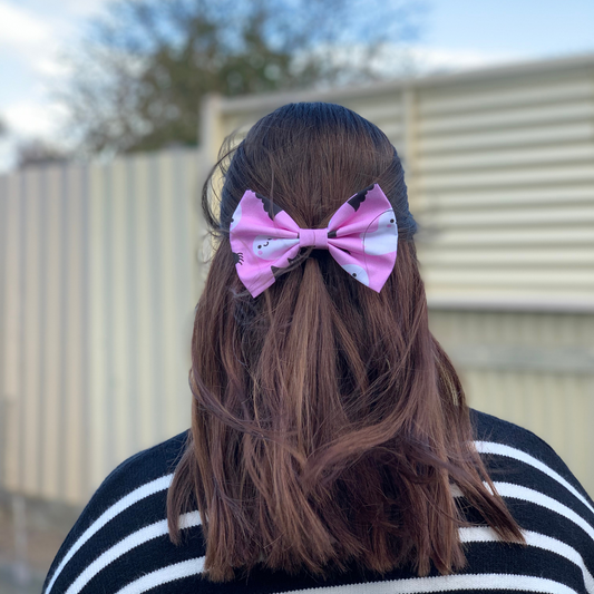 Pink Halloween Bow Hair Clip