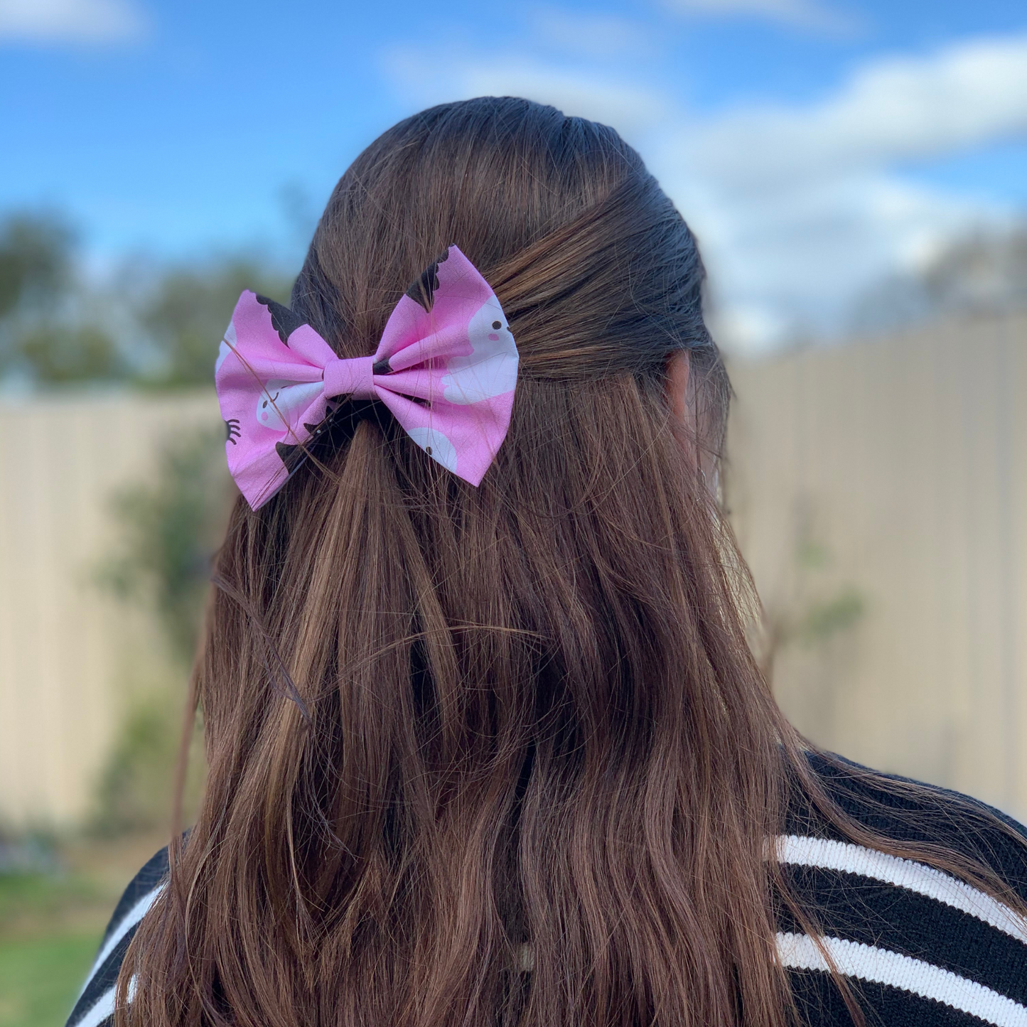 Pink Halloween Bow Hair Clip