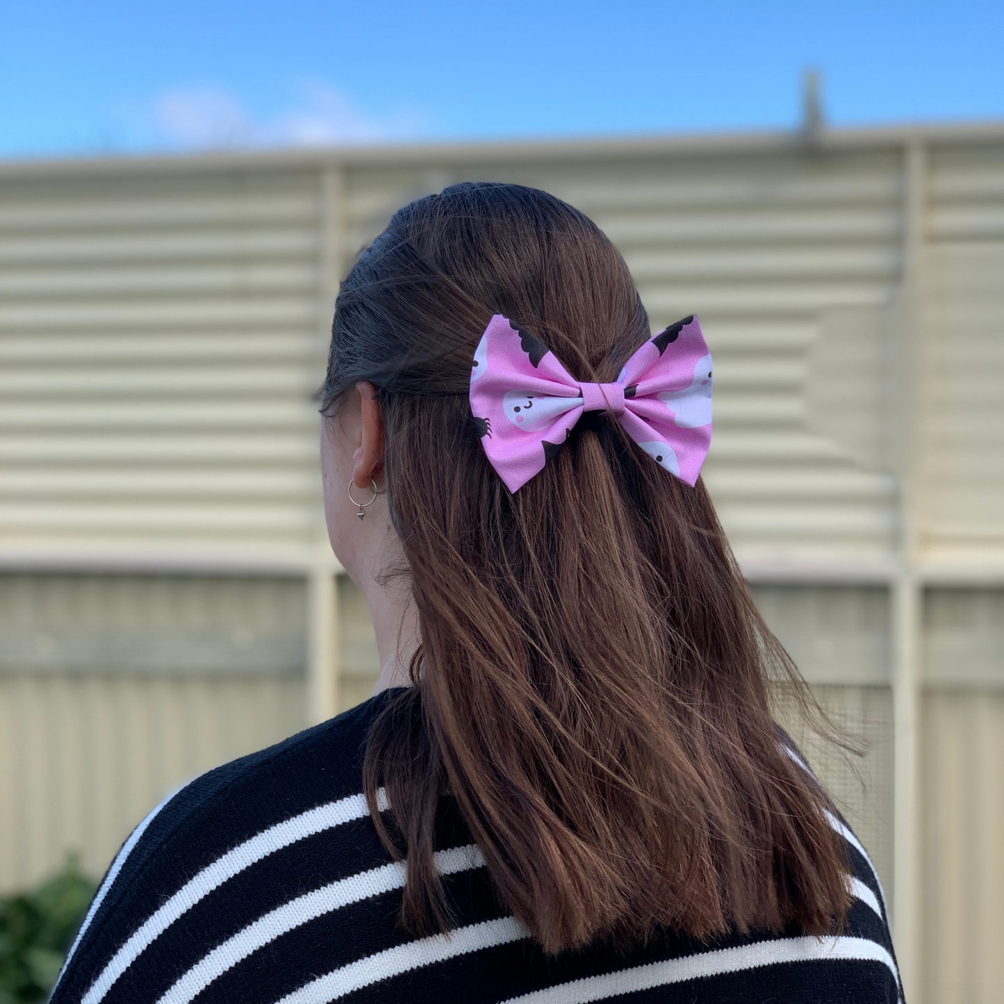 Pink Halloween Bow Hair Clip