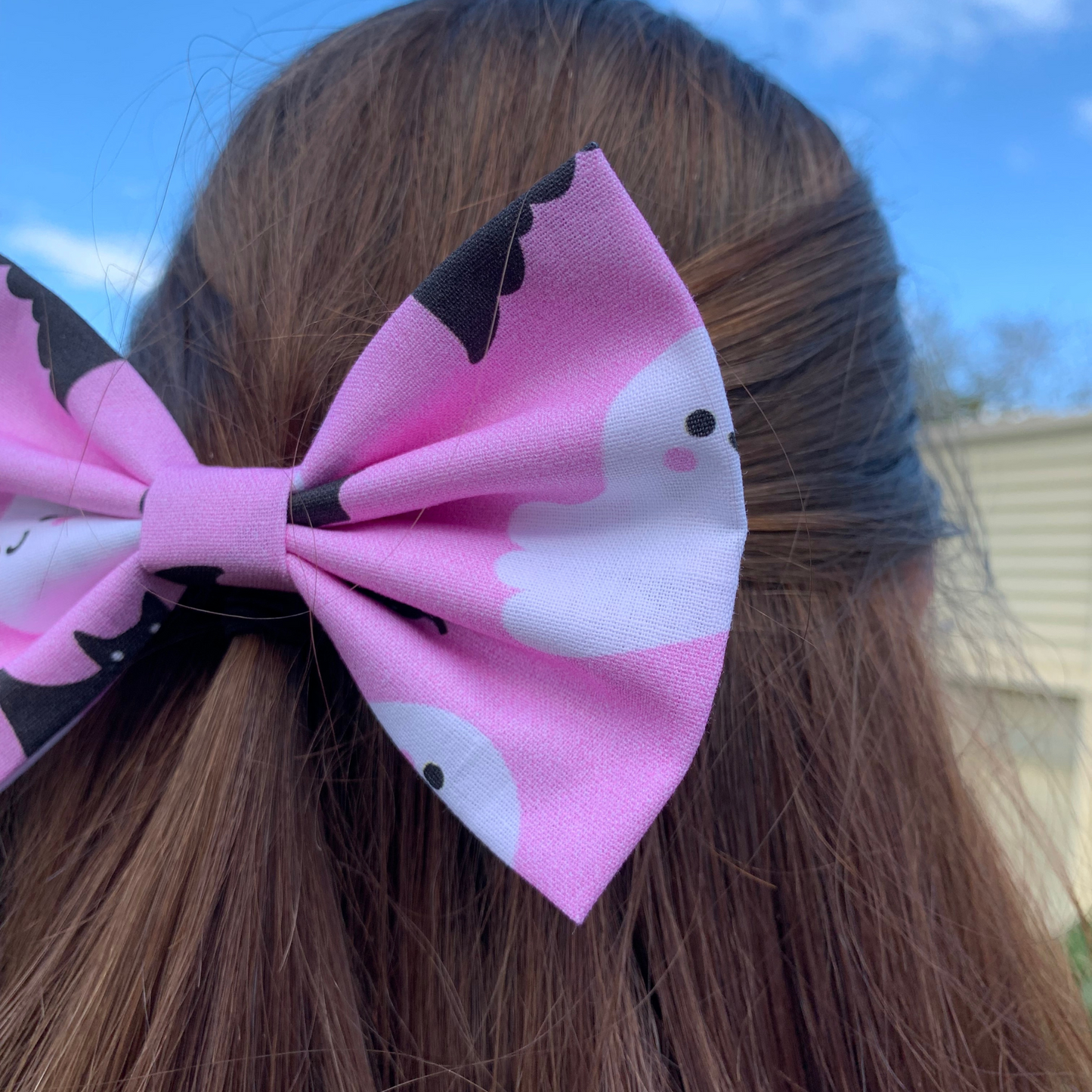 Pink Halloween Bow Hair Clip