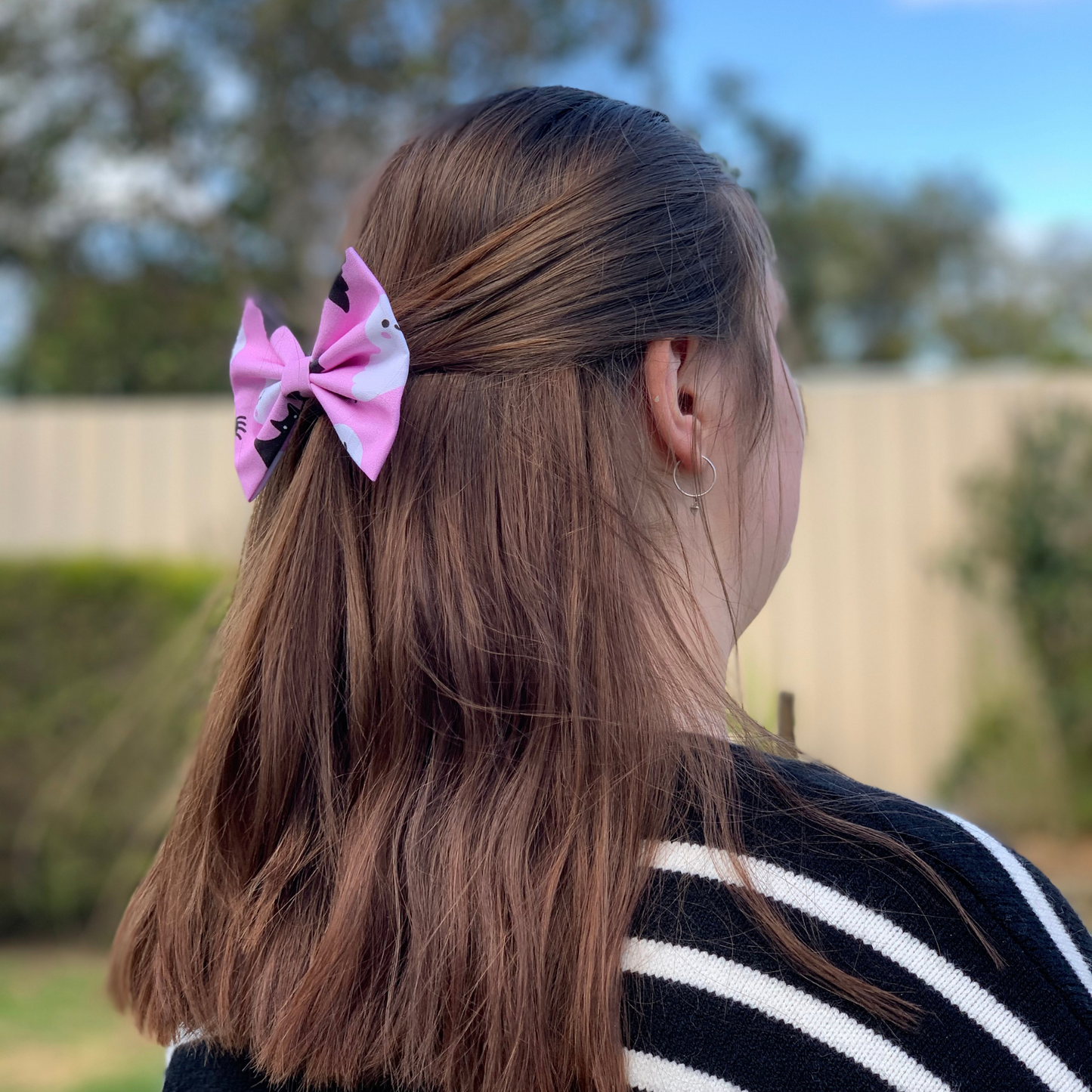 Pink Halloween Bow Hair Clip