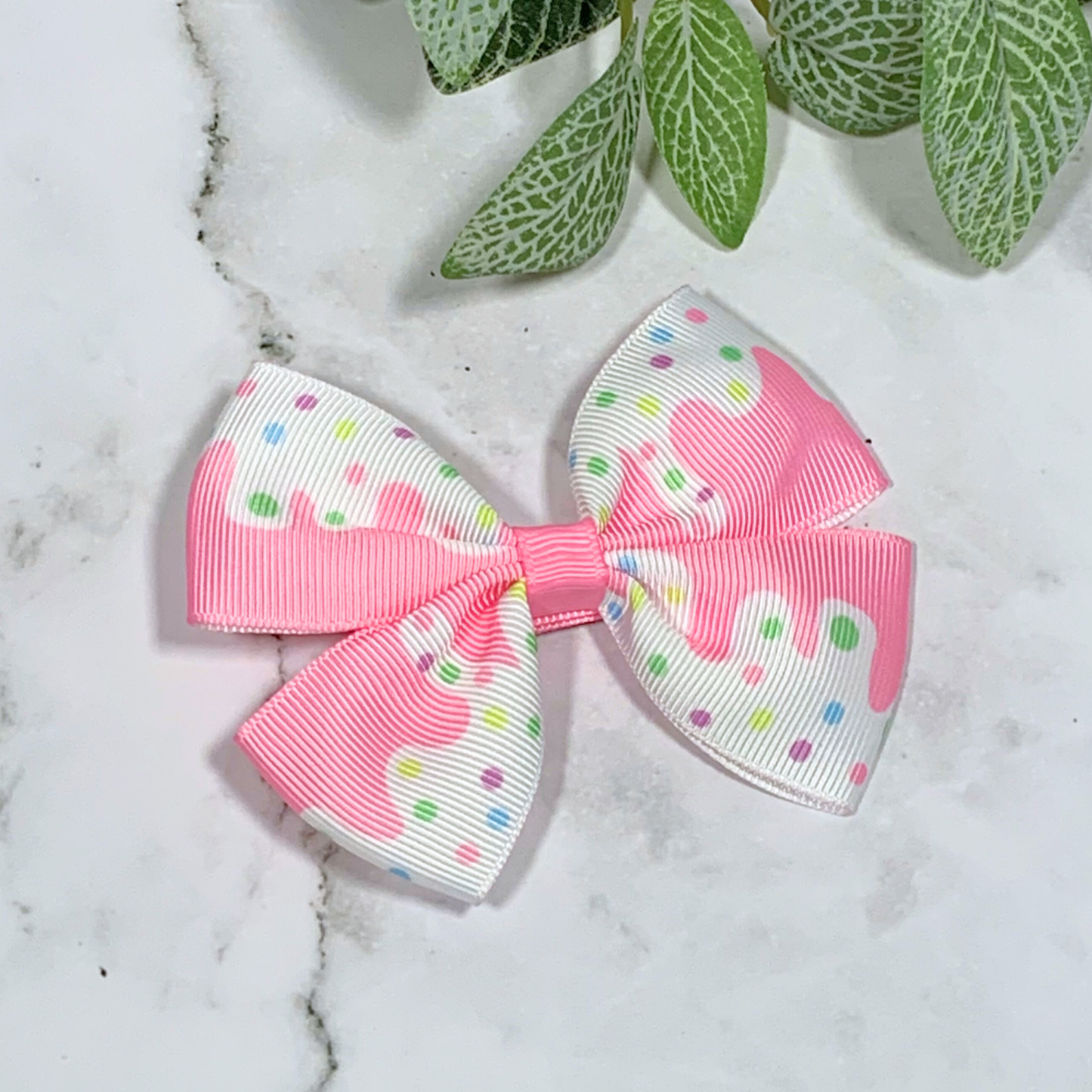Donut Icing Medium Bow Hair Clip
