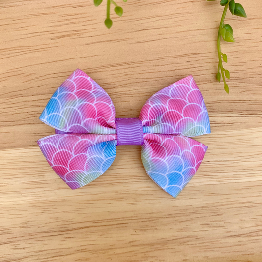 Pink & Purple Mermaid Scales Double Bow Hair Clip