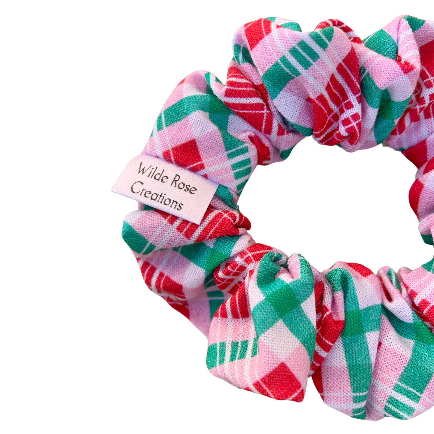 Pink Plaid Petite Scrunchie