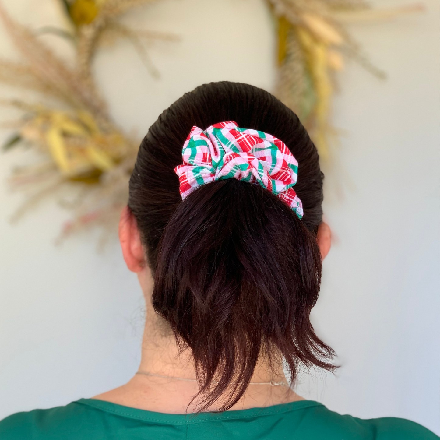 Pink Plaid Regular Scrunchie