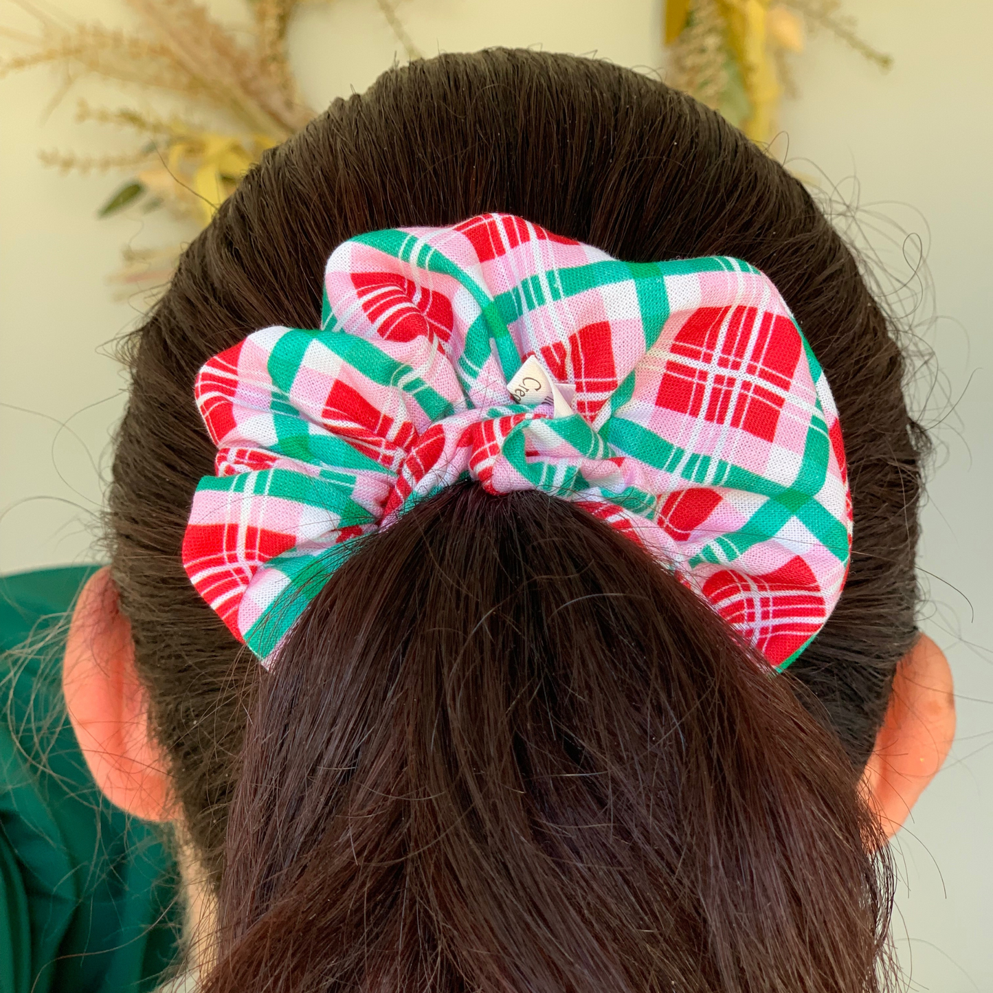 Pink Plaid Regular Scrunchie