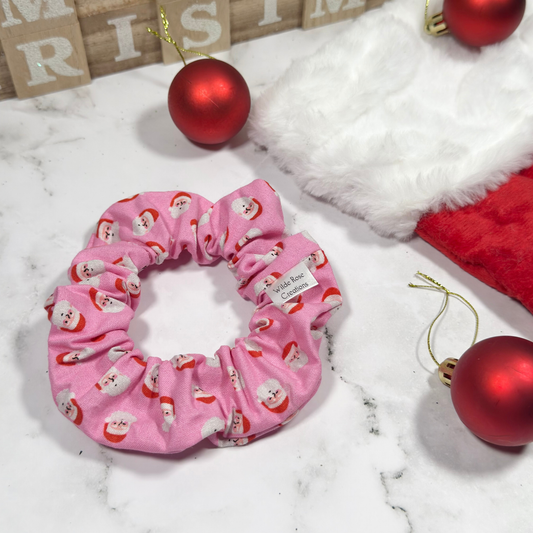 Pink Santa Heads Regular Scrunchie