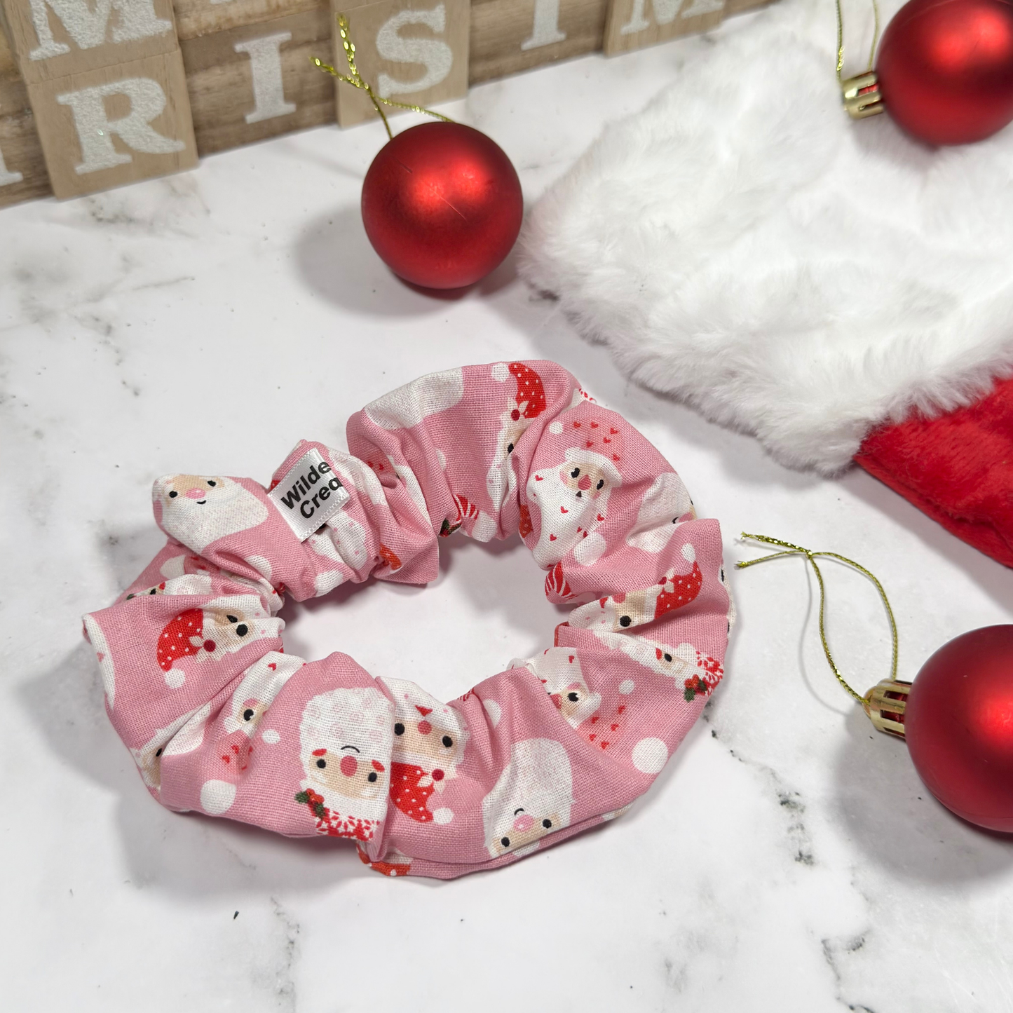 Pink Santa Regular Scrunchie
