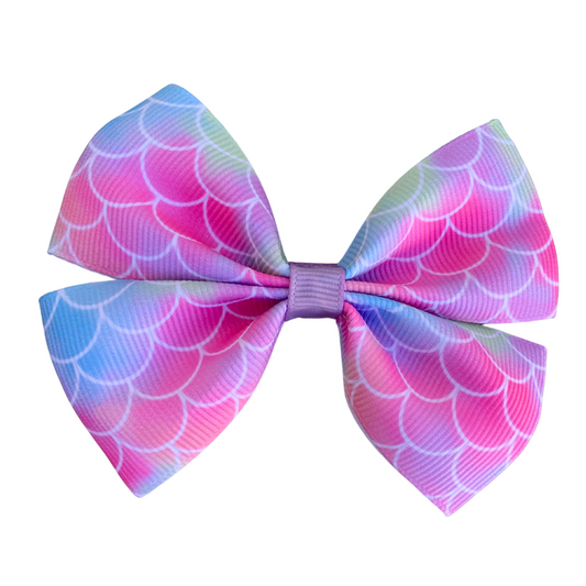 Mermaid Scales Print Medium Double Bow Hair Clip