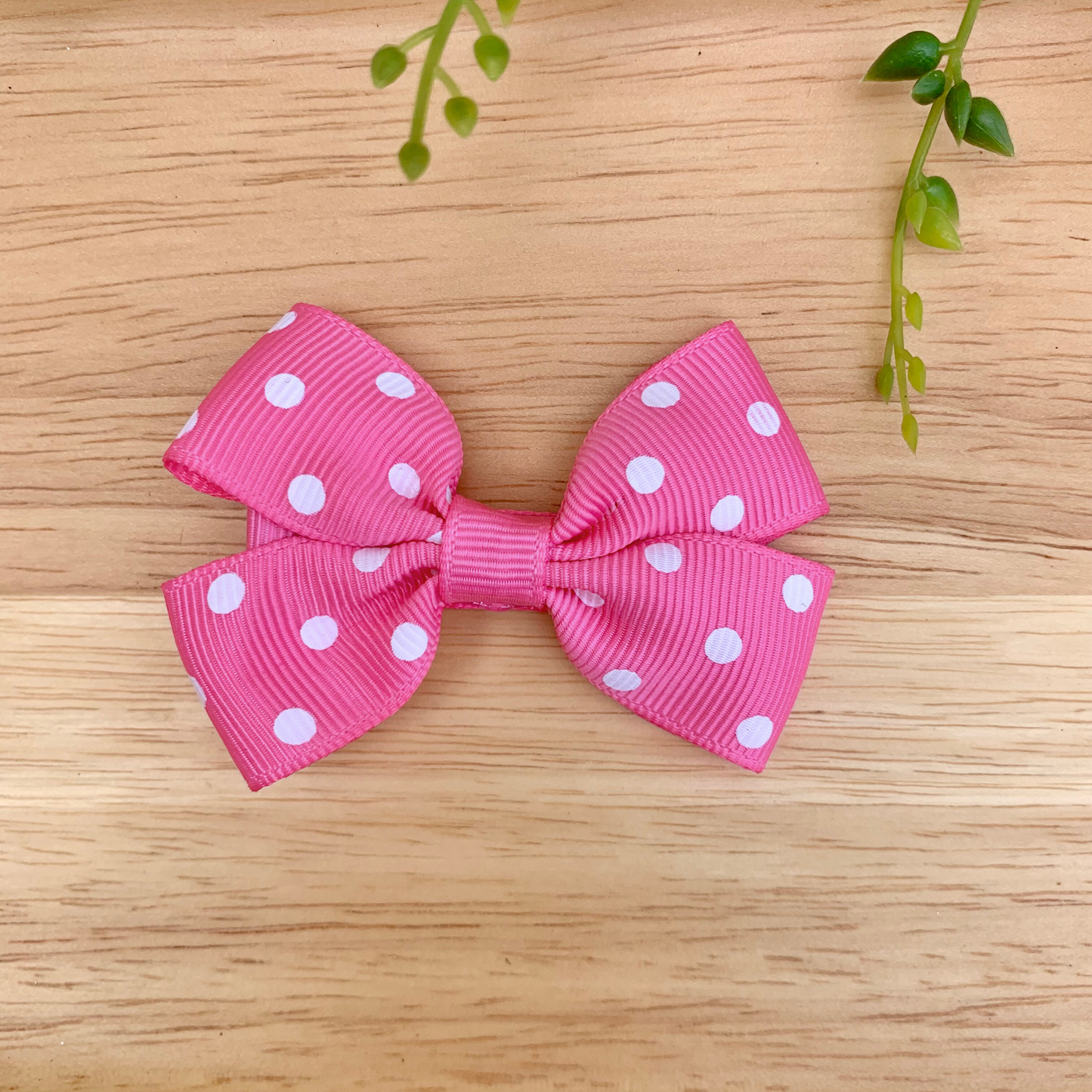 Pink Spotty Double Bow Hair Clip