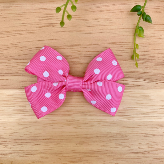 Pink Spotty Double Bow Hair Clip