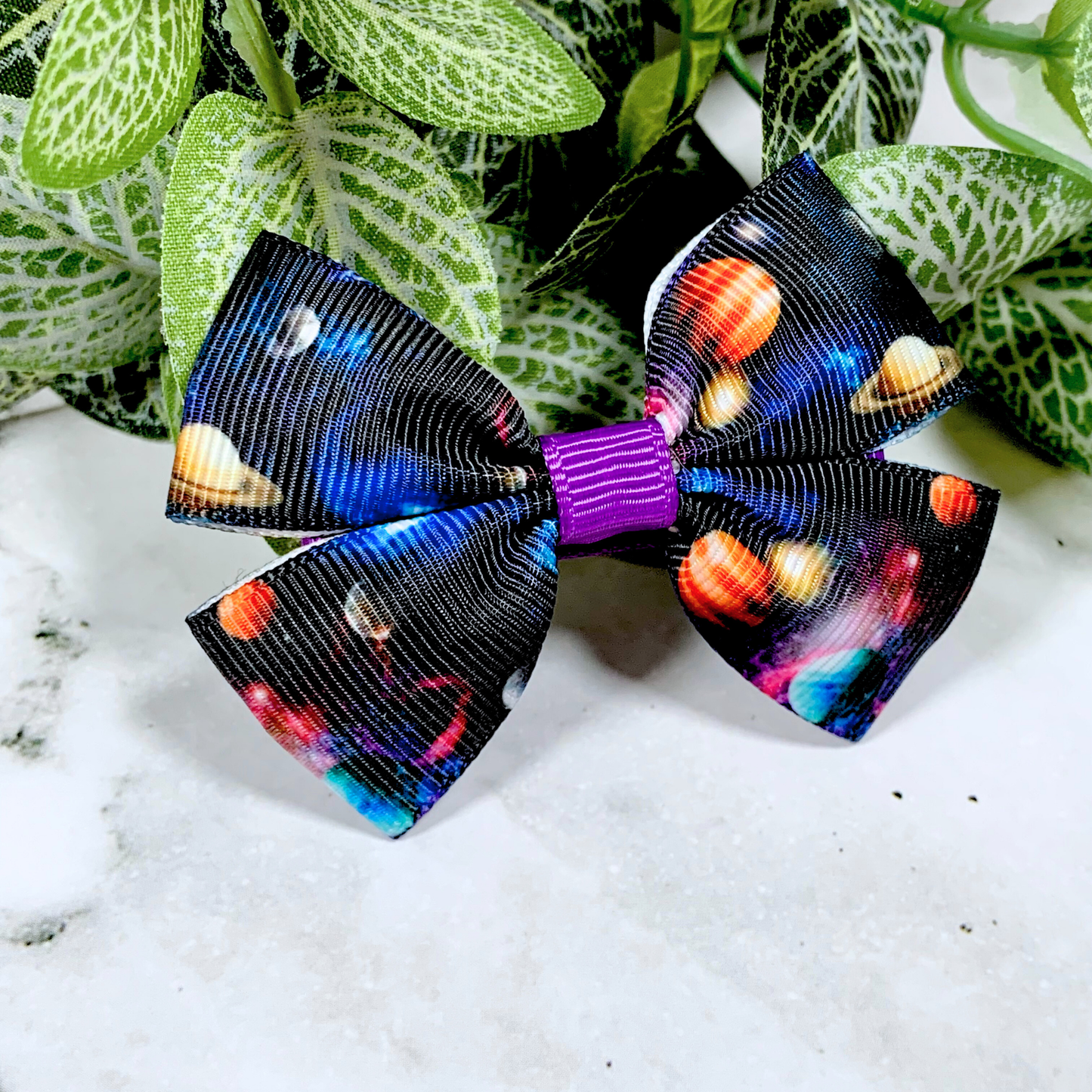 Planets Small Bow Hair Clip