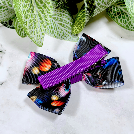 Planets Small Bow Hair Clip