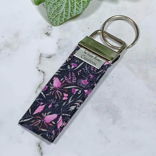 Purple Banksia Fabric Keyring