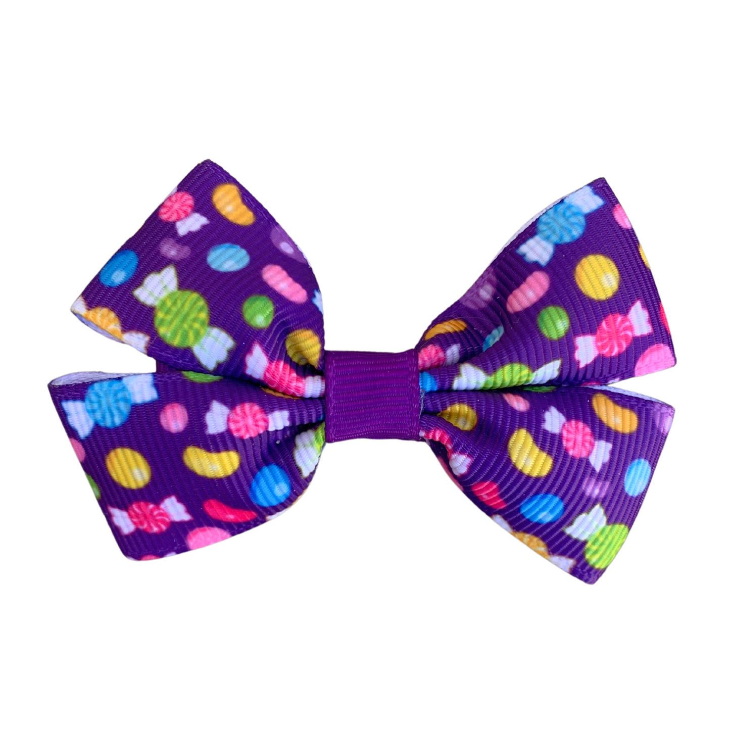 Purple Candy Print Double Bow Hair Clip