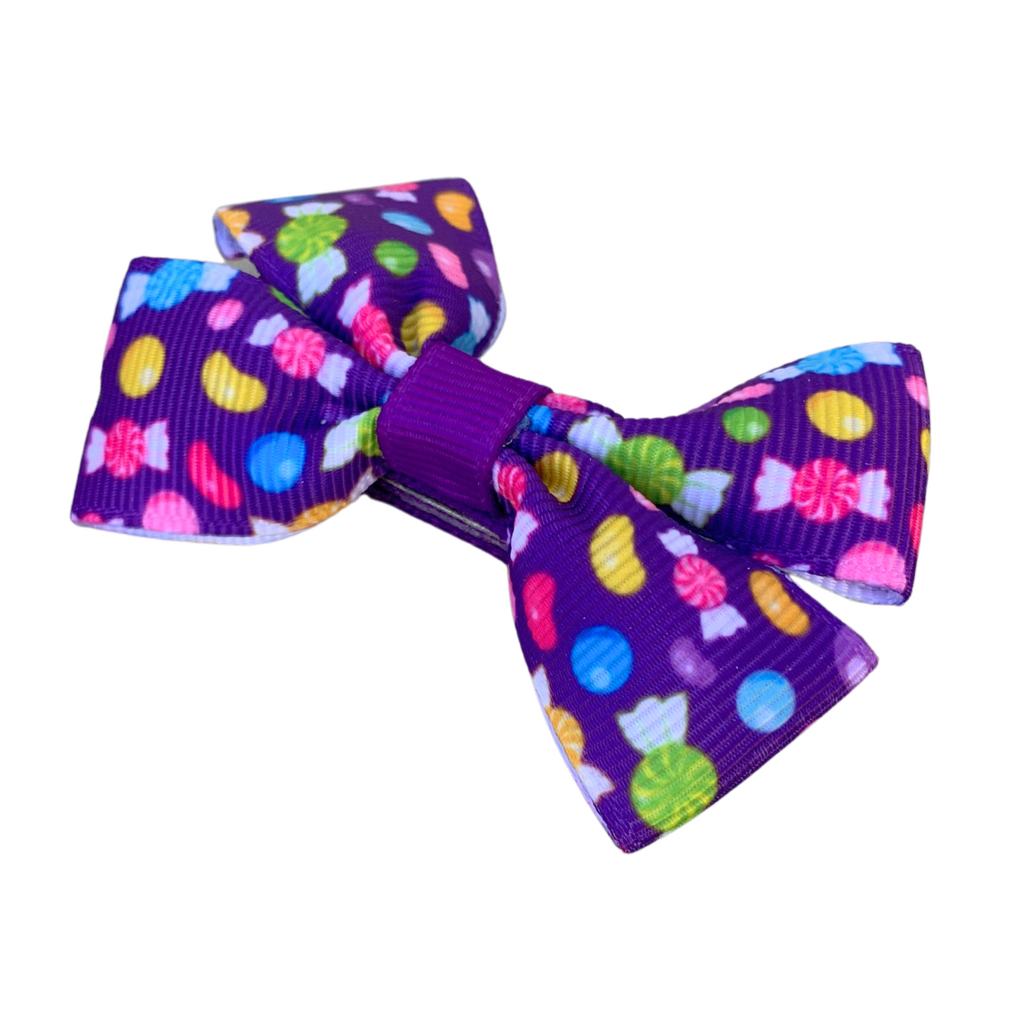 Purple Candy Print Double Bow Hair Clip