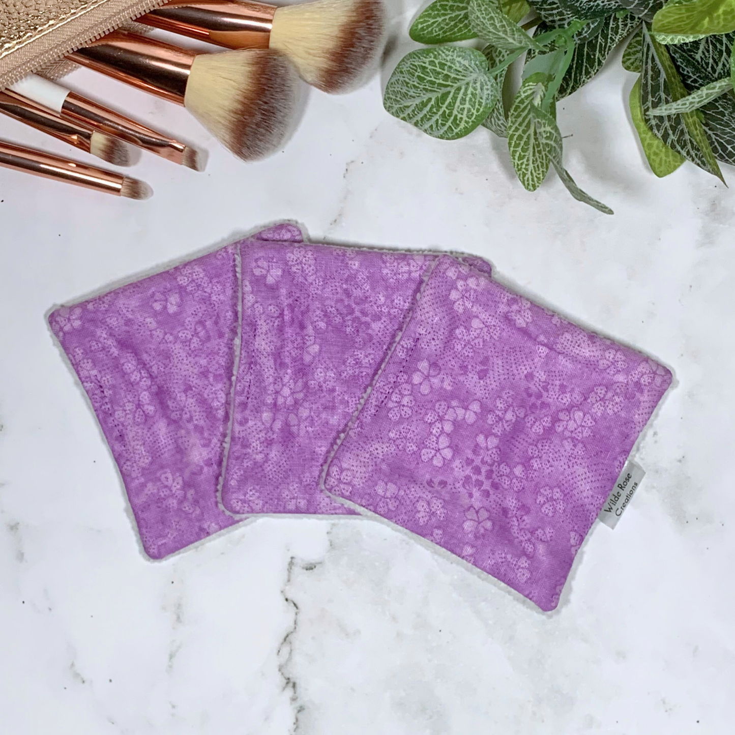 Purple Floral Makeup Wipes 3pk