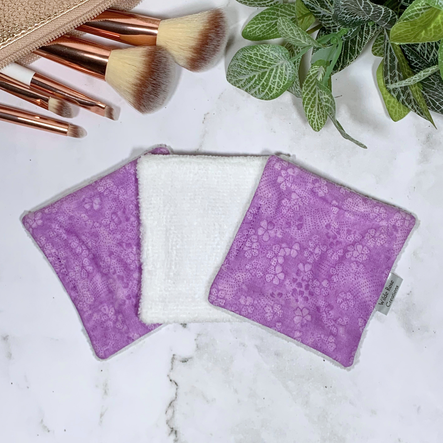 Purple Floral Makeup Wipes 3pk