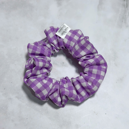Purple Gingham Petite Scrunchie
