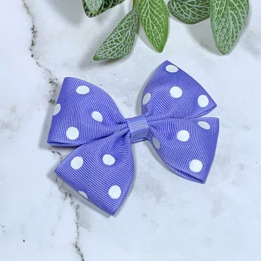 Purple Polka Dot Medium Bow Hair Clip