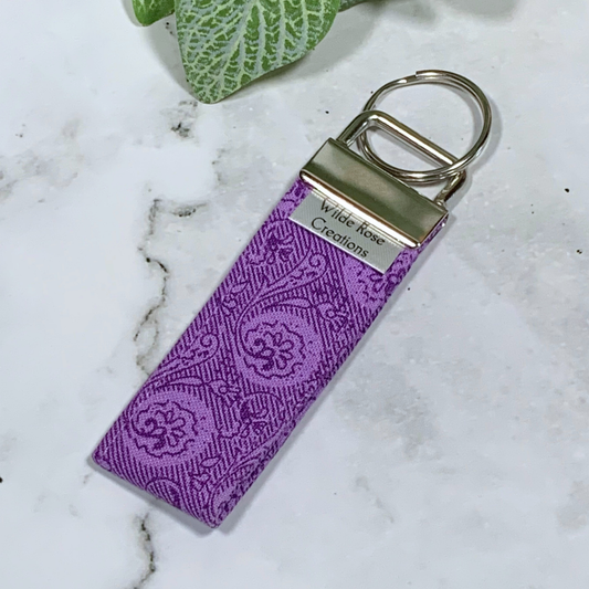 Purple Print Fabric Keyring