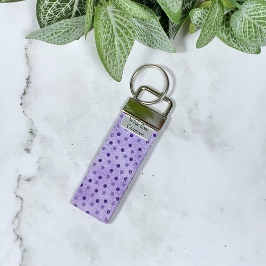 Purple Spotty Fabric Keyring