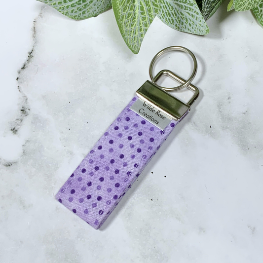 Purple Spotty Fabric Keyring