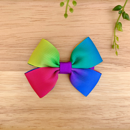 Rainbow Coloured Double Bow Hair Clip