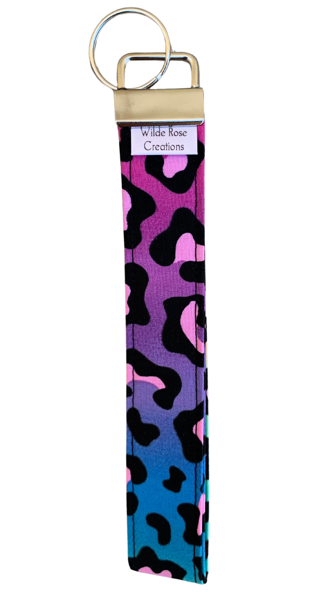 Rainbow Leopard Print Wristlet Keychain