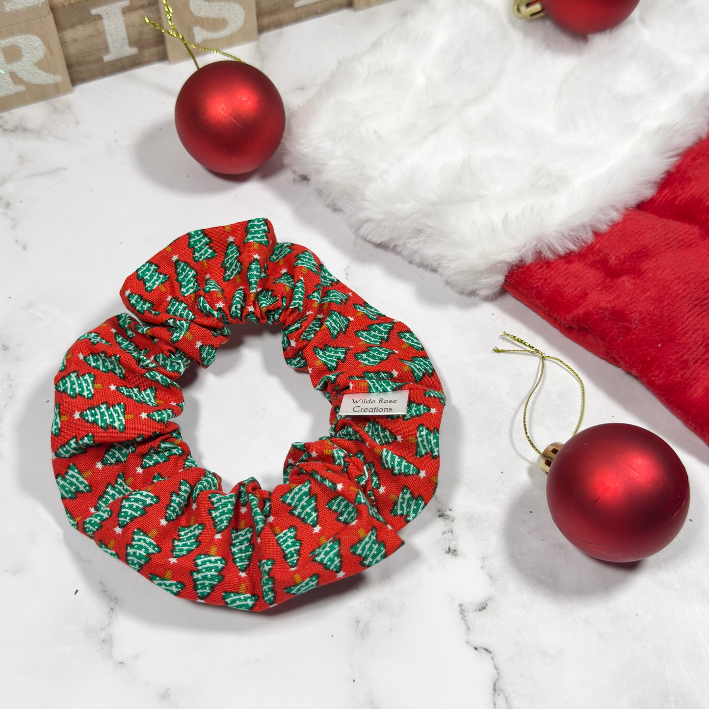 Red Christmas Tree Regular Scrunchie
