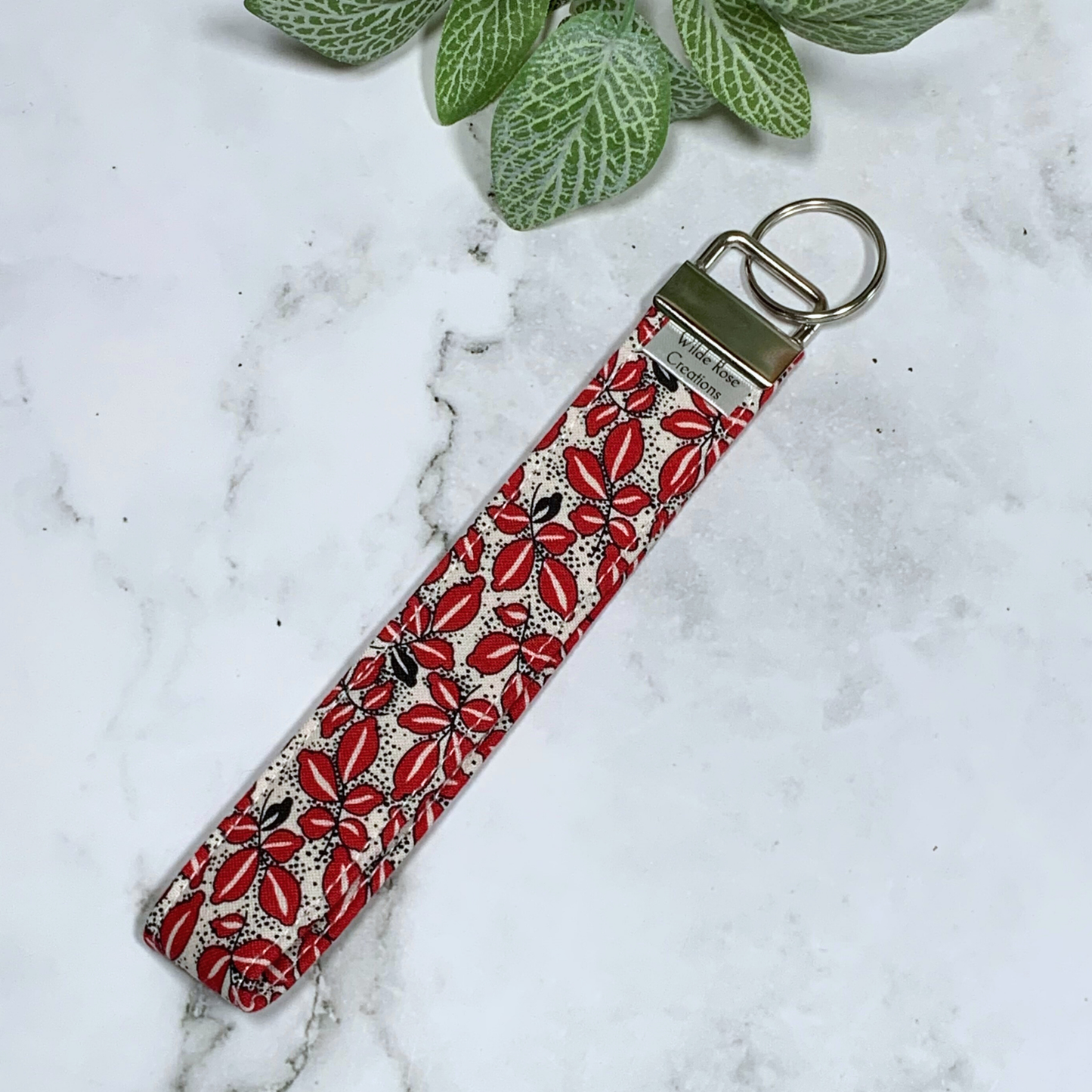Red Floral Wristlet