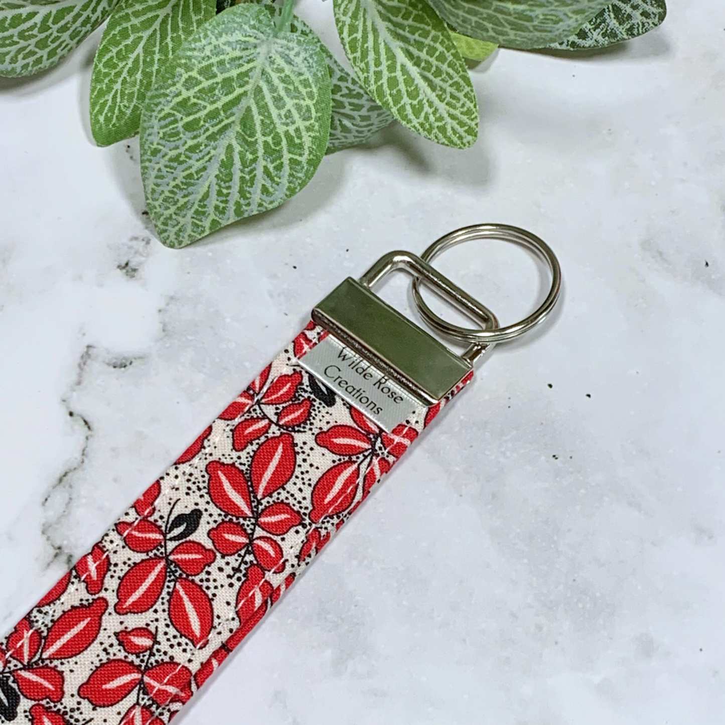 Red Floral Wristlet