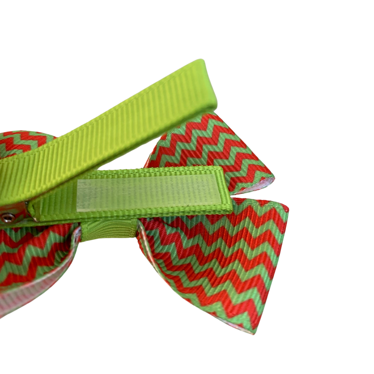 Red & Green Chevron Double Bow Hair Clip