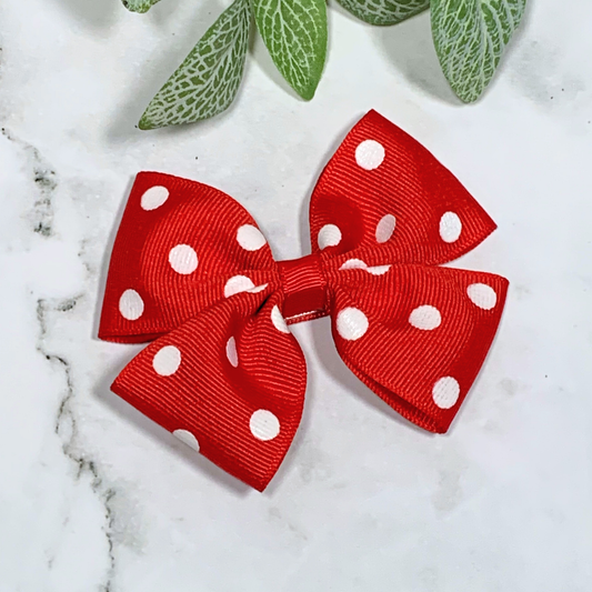 Red Polka Dot Medium Bow Hair Clip