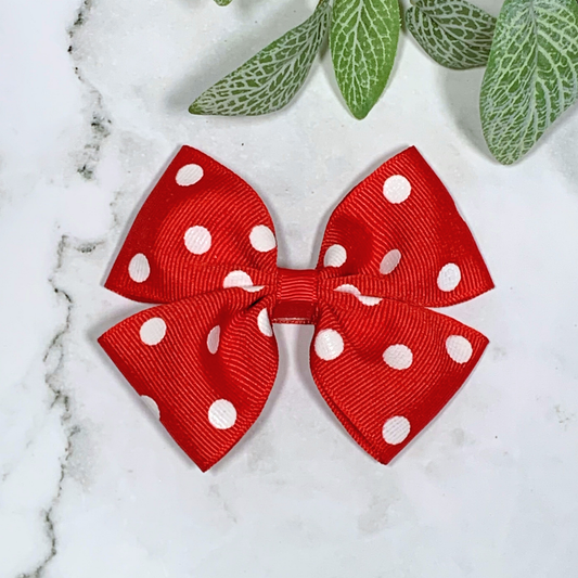 Red Polka Dot Medium Bow Hair Clip
